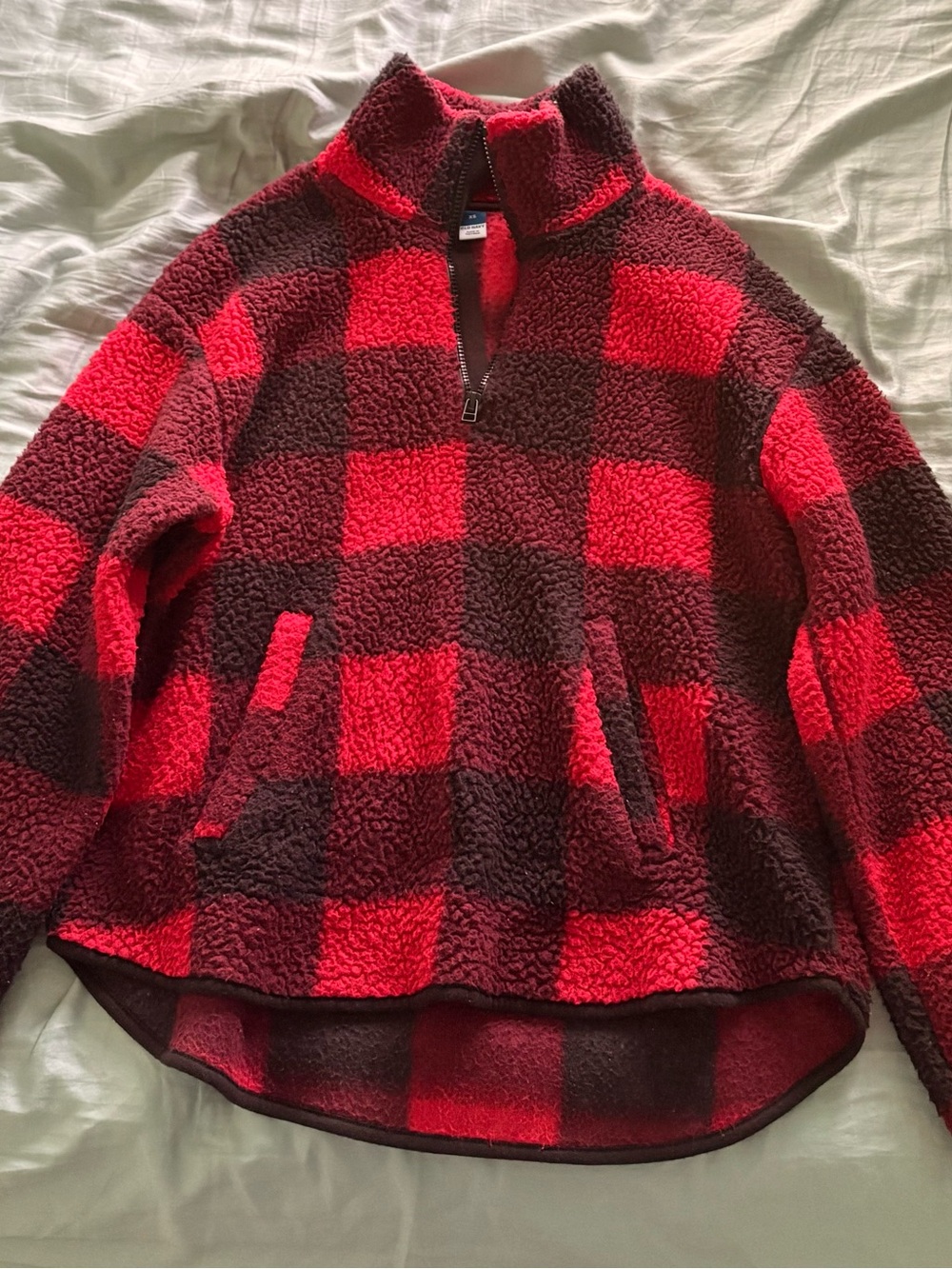 Old Navy Plaid oversized fleece quarter zip